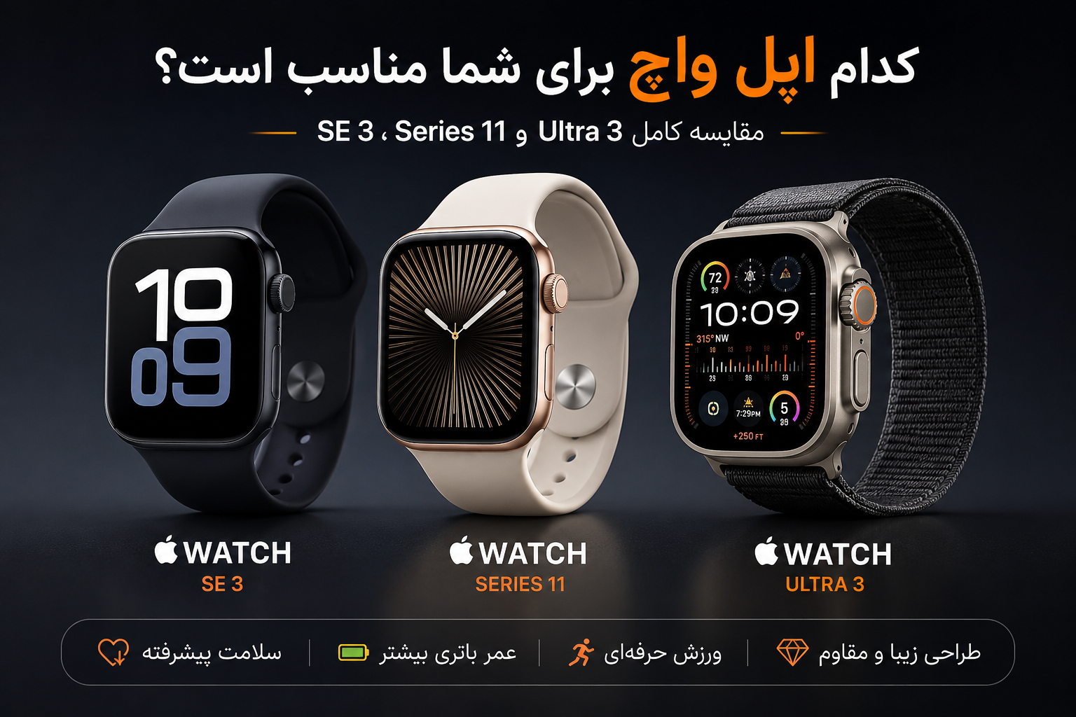 مقایسه کامل اپل واچ Series 11، Ultra 3 و SE؛ کدام مدل ارزش خرید بیشتری دارد؟